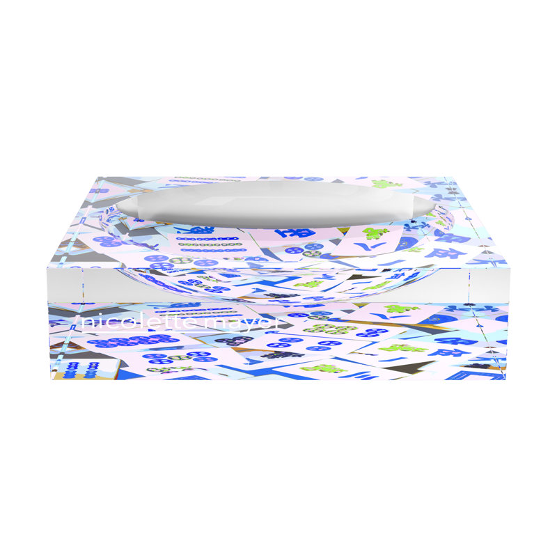 Mahjong Acrylic Decorative Tray, 6"W x 6"D x 2"H, Blue
