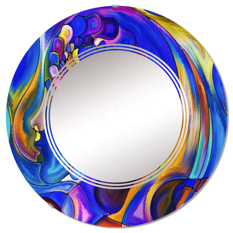 Série «Life Geometrie Series Interplay Of Humains» - Miroir mural moderne rond, 32 po x 32 po