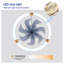 Ventilateur de plafond encastré moderne de 20 pouces avec lumière DEL à intensité variable, télécommande et moteur à courant continu réversible