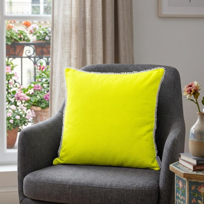 16" Yellow Cotton Throw Pillow