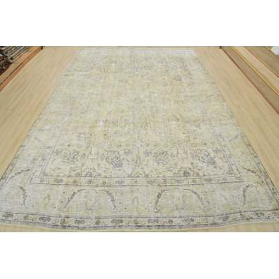 Vintage One-of-a-Kind 9'9" X 12'6" 1970s Wool Area Rug in Beige