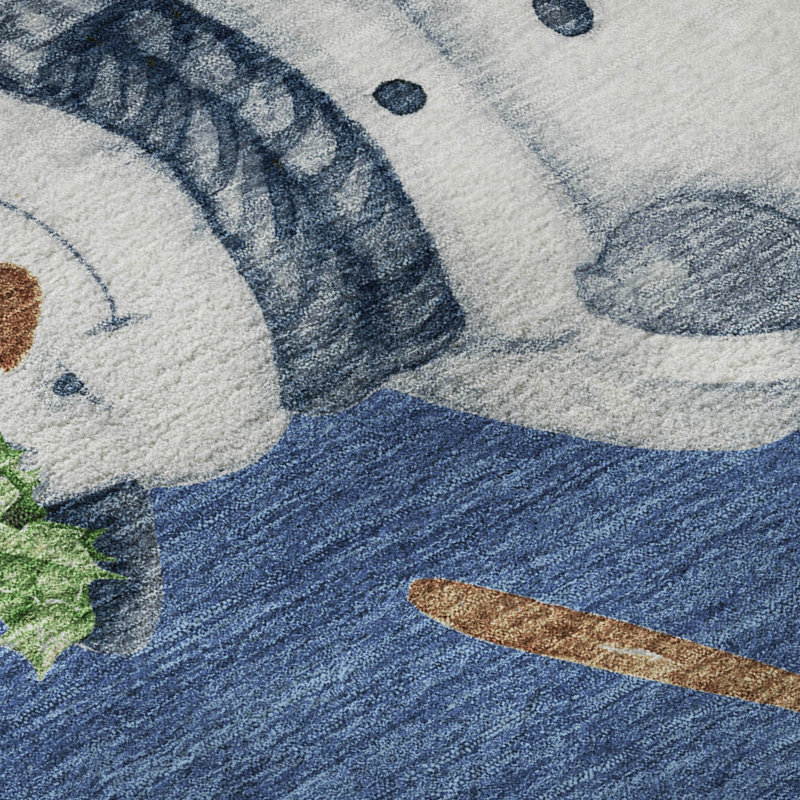Premium Machine Washable Ingrassellino AMF1826 Happy Snowmen Holiday Rug, Rectangle 1'8" x 2'6"