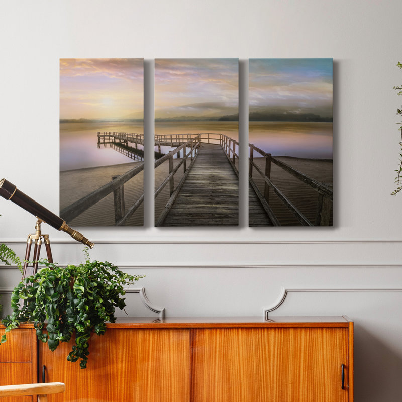 Morning on the Lake - Photographie sur toile tendue 3 pièces, H 18 po x l 36 po x P 1 po