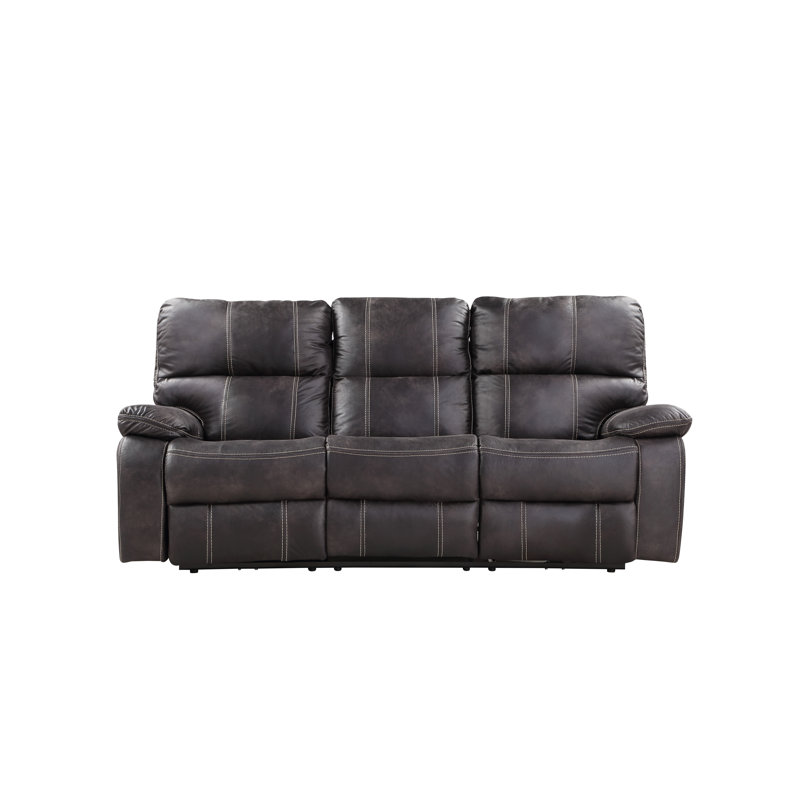 Houghtaling Upholstered 83.5'' Power Reclining Sofa, Gray Faux Leather
