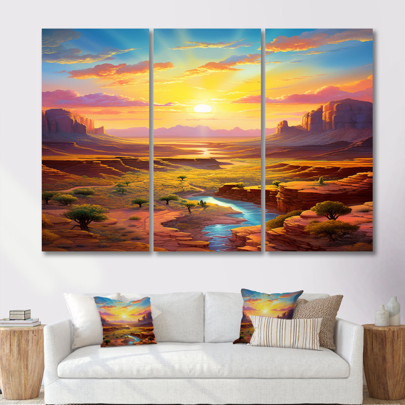 Margette - Ensemble d'art mural Canyon, Toile tendue, H 32 po x l 48 po x P 1 po