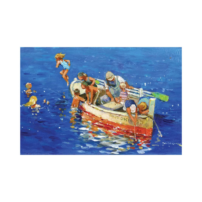 " Swimming Off The Little Boat " by John Haskins Painting Print, 26'' H x 18'' W x 1.5'' D