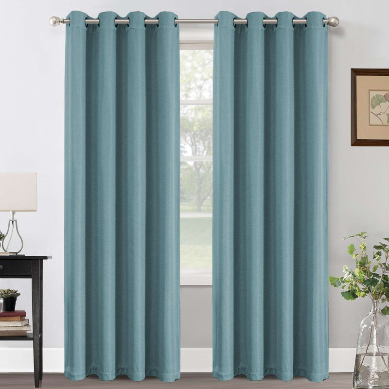 Linen Blackout Curtain for Bedroom/Living Room Thermal Insulated Grommet Linen Look Curtain Drapes Primitive Textured Burlap Effect Window Drapes 1 Panel