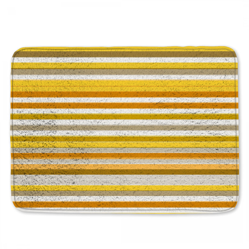 Tapis de bain jaune à rayures, L 34 po x L 21 po