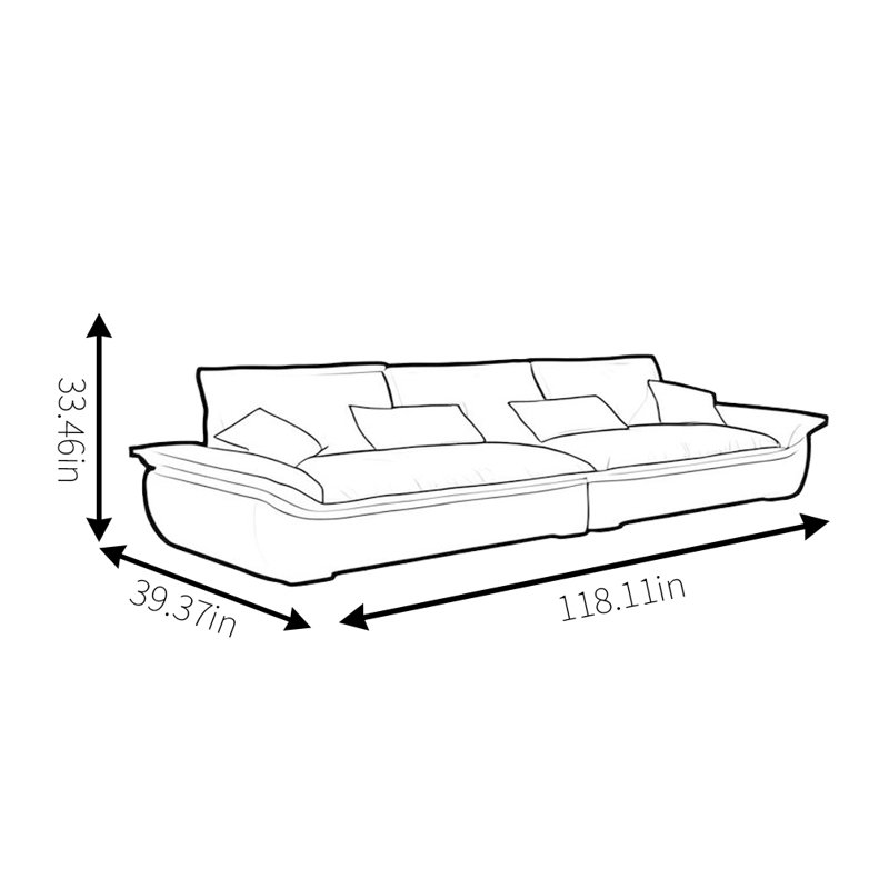 Canapé Minimalist, 4, H 33,46 po x l 118,11 po x P 39,37 po