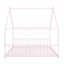 Lit plateforme House pour chambre d'enfant, maisonnette fonctionnelle en métal massif rose classique