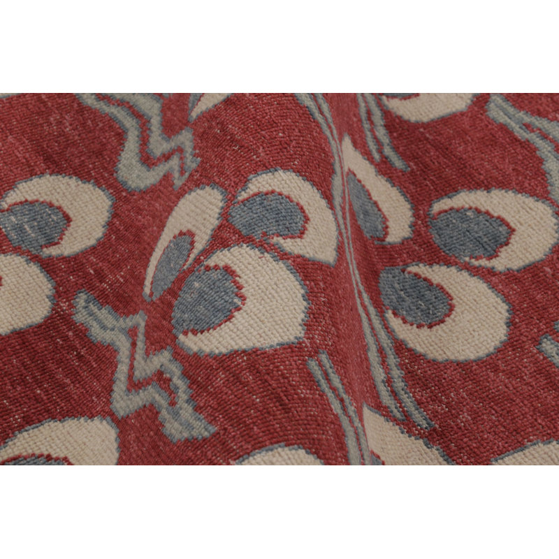 Rug & Kilim's Distressed Rug, Brick Red With Chintamani Patterns
