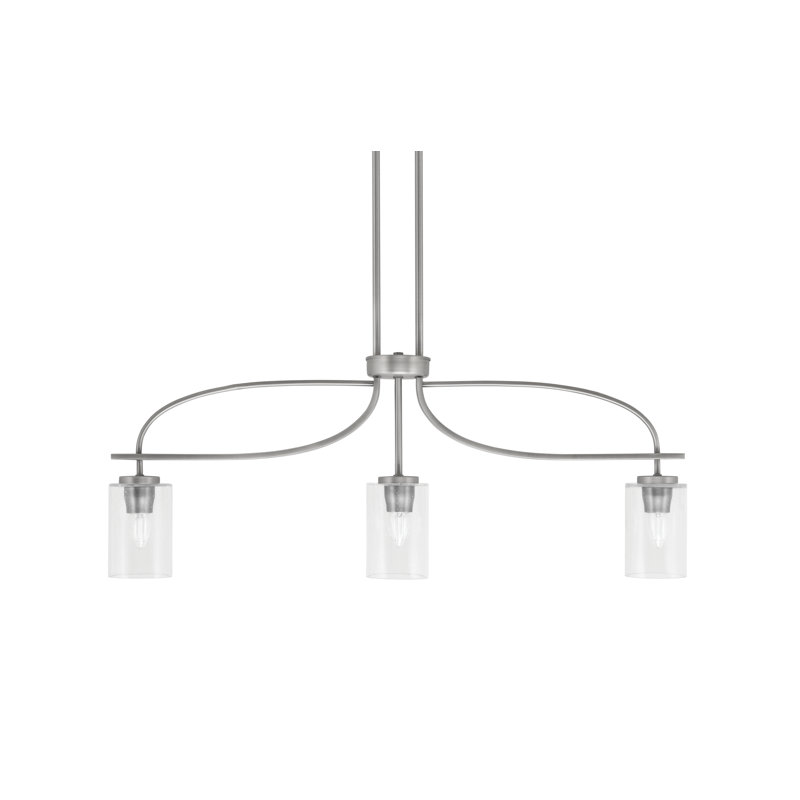 Luminaire pour îlot 3 lumières avec verre à bulles transparent 4 po Cavella, Graphite