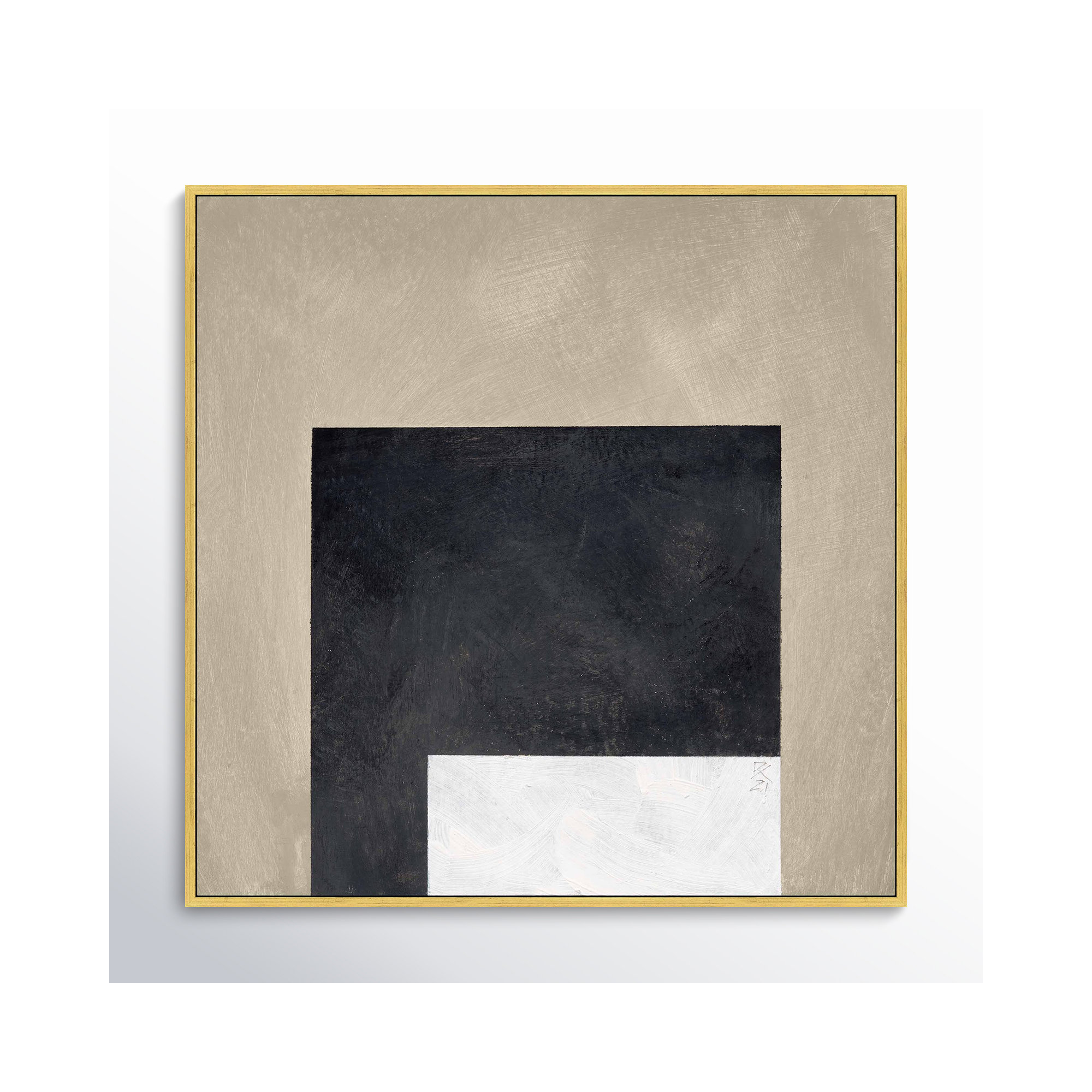 Infinite Black by Robert Kamnatnik, White Framed Paper, 16" H x 16" W x 1.25" D