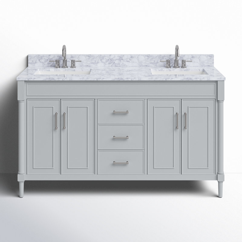 Bristol Light Gray 61'' Double Freestanding Bathroom Vanity