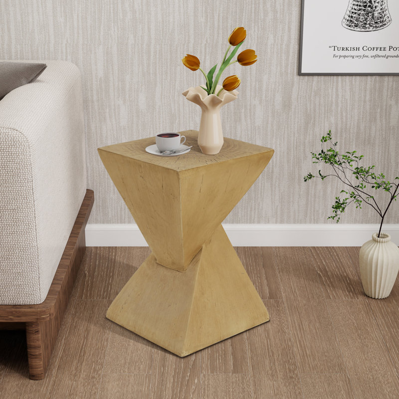 18" H Magnesium Oxide End Table, Light Natural