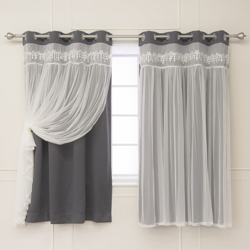 Loar Room Darkening Thermal Curtain Panels, Dark Gray, 52" W x 63" L