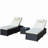 3-Piece Outdoor Patio Furniture Set Chaise Lounge, Patio Reclining Rattan Lounge Chair Chaise Couch Cushioned with Glass Coffee Table, Adjustable Back and Feet, Lounger Chair for Pool Garden-160847490