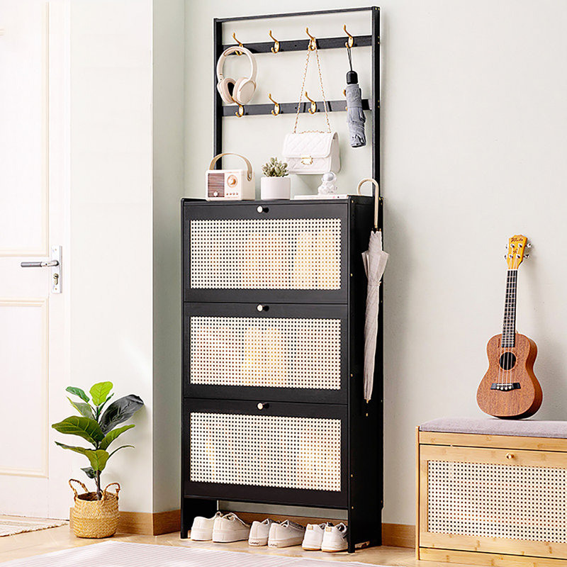 18 Pair Shoe Storage Cabinet, Black