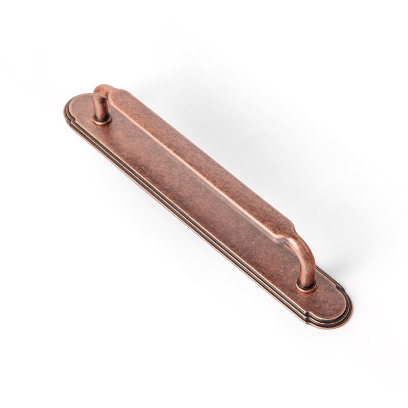 Poignée de centre à centre avec ensemble de contre-plaque, 5", Cuivre antique