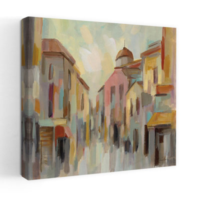 Contemporary Pastel Street Ii with Abstract Architecture Art