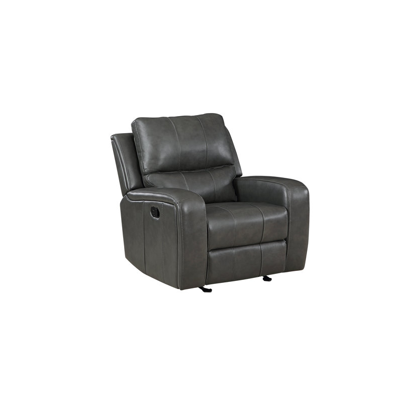 Joela Leather Glider Recliner, Manual - Push Back, Gray