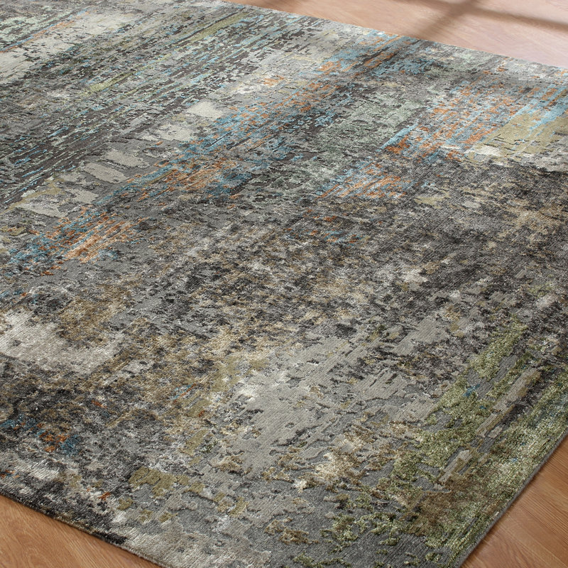 Hand Knotted Area Rug in Gray, Rectangle 3' x 5'