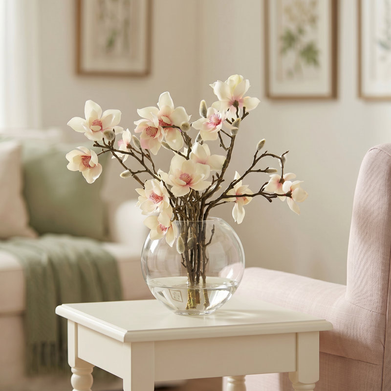 Organic Modern Butterfly Magnolia Arrangement