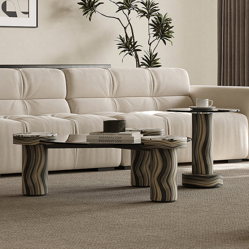 Coffee Table with Tempered Glass Top Set