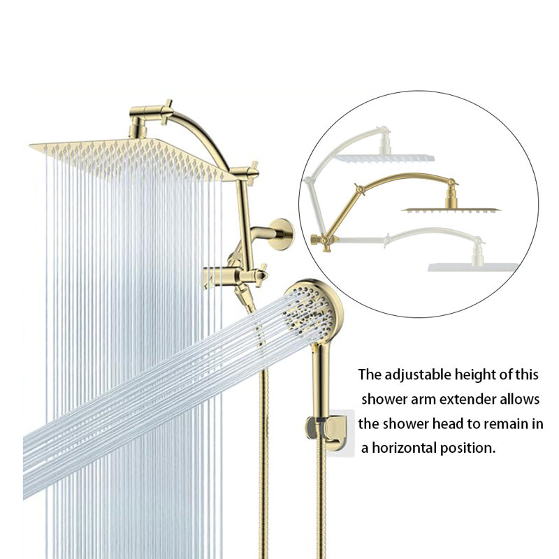 10'' High Pressure Rain Shower Head, Handheld Showerhead Combo With 16'' Adjustable Shower Extension Arm, 10 Sprays, 71'' Hose