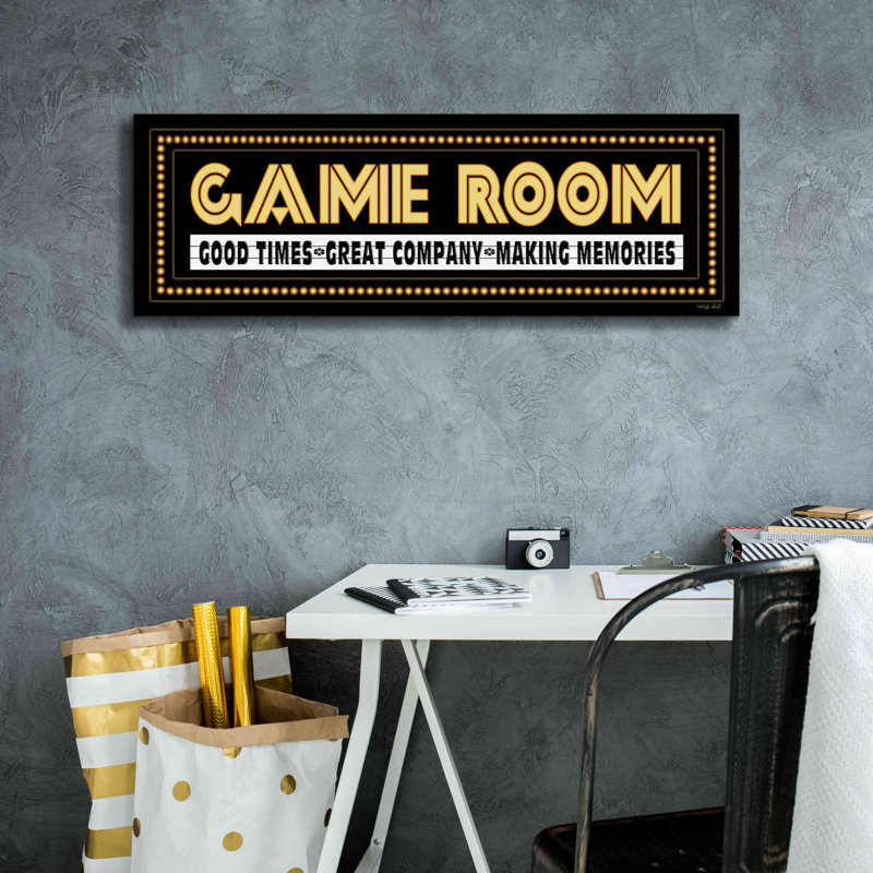 «Game Room Sign» par Cindy Jacobs, estampe numérique sur toile, H 12 po x l 36 po