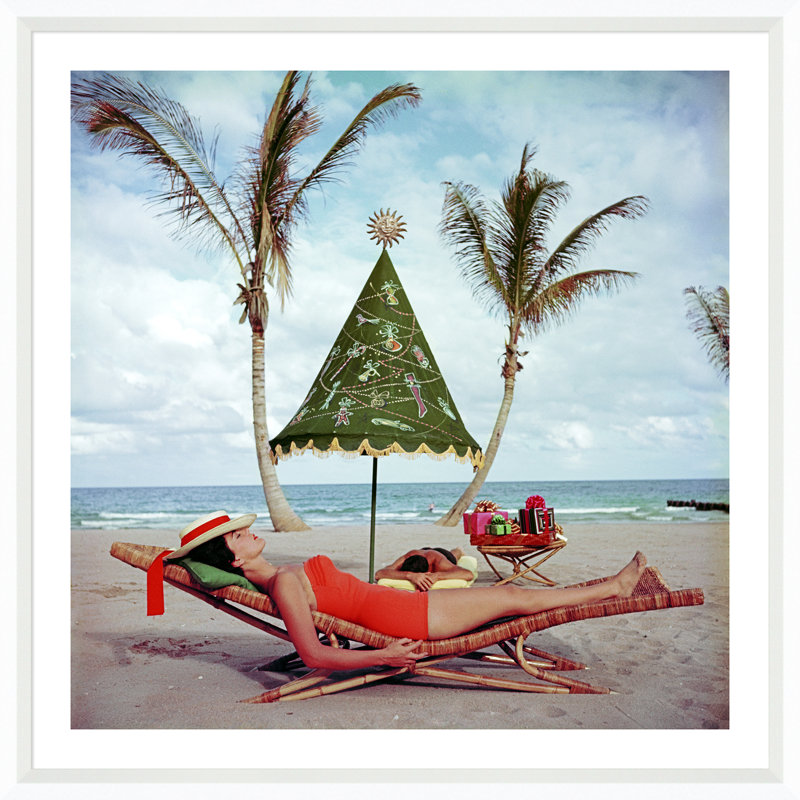 Palm Beach IdyII Print by Slim Aarons, White, 17"H x 17"W x 1.75"D