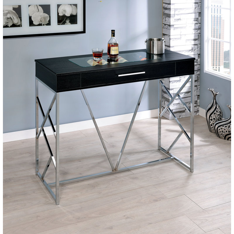 Table de rangement à vin à hauteur de comptoir Lade, Champagne / Blanc, L 18 po x 47 po
