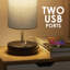 Ensemble de 2 lampes de table 15 "avec base noire 15" avec abat-jour tambour en lin gris et ports de charge USB 15 "David-1715651818-1715651607-1715651817