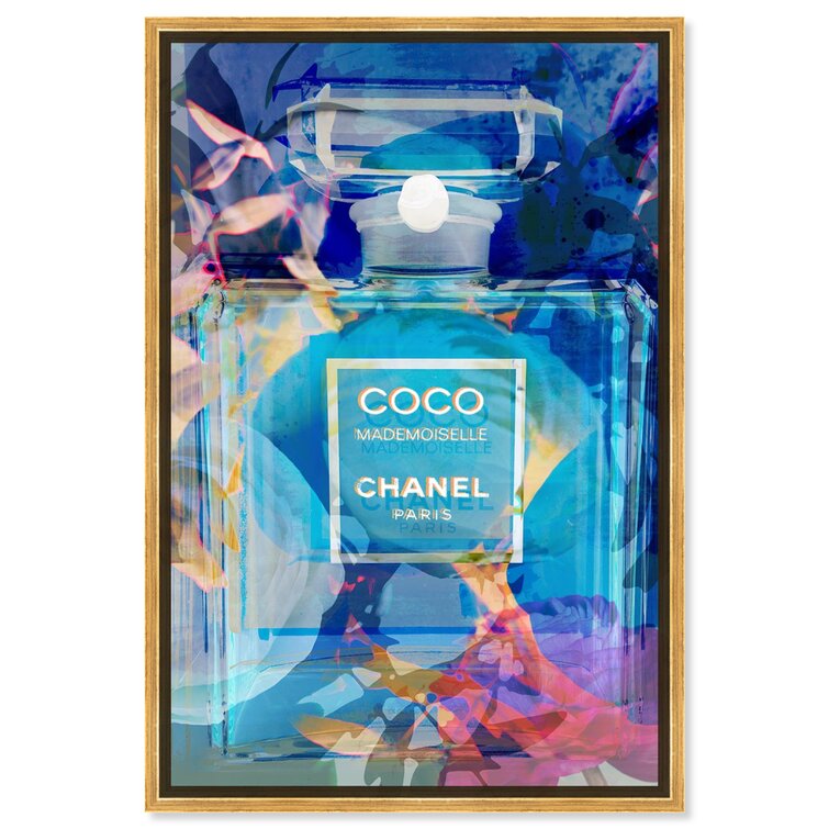 Oliver Gal 'Circe Perfume' Fashion and Glam Wall Art Framed Canvas Print Perfumes - Blue, Gold - 16 x 24 - Black