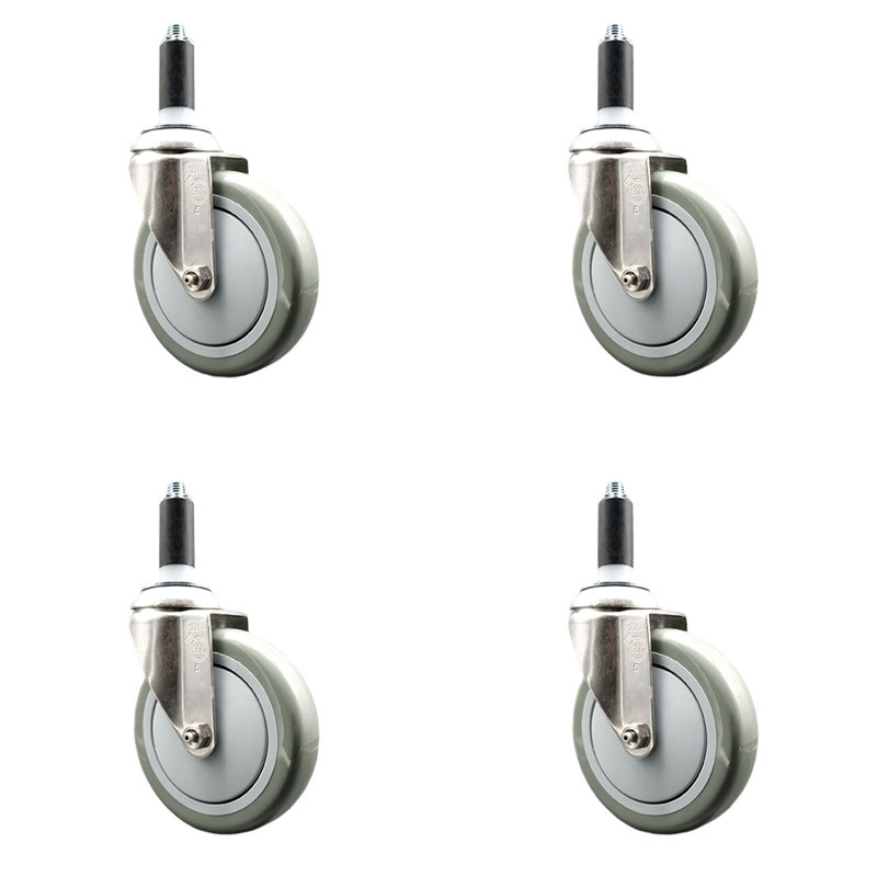 Roulettes pivotantes, H 5 po x l 5 po, gris
