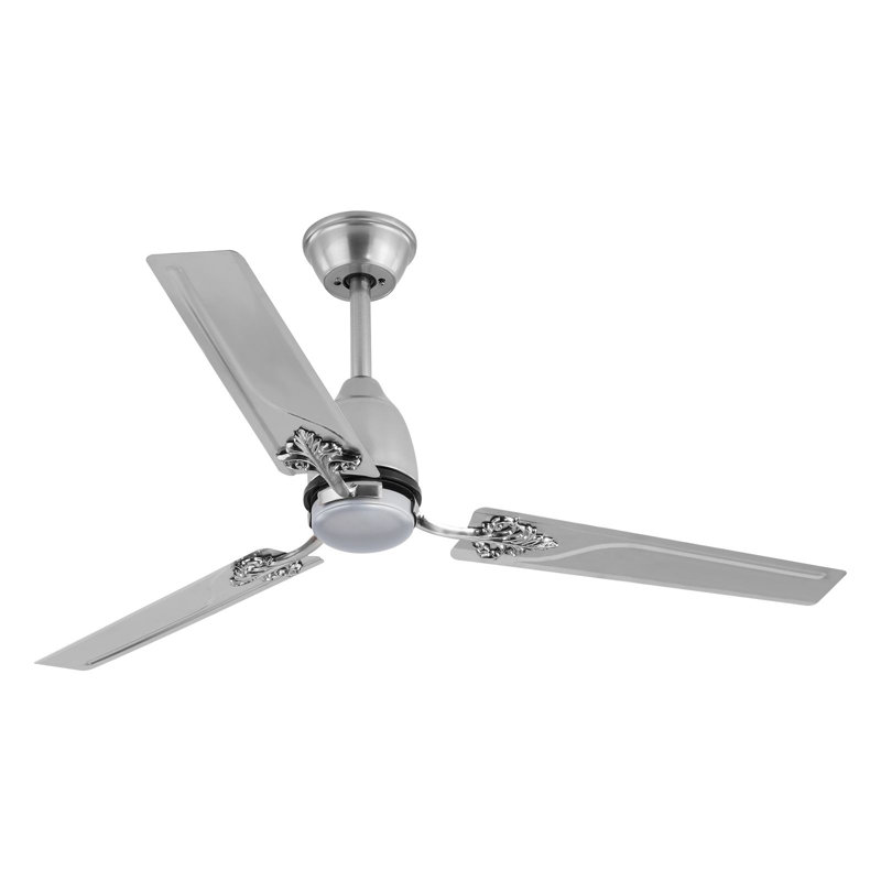 Ventilateur de plafond argenté à 3 pales 52 pouces avec télécommande Eimly, Argent
