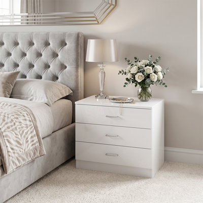 Commode 3 tiroirs blanche minimaliste, armoire de rangement moderne à 3 tiroirs pour chambre ou salon