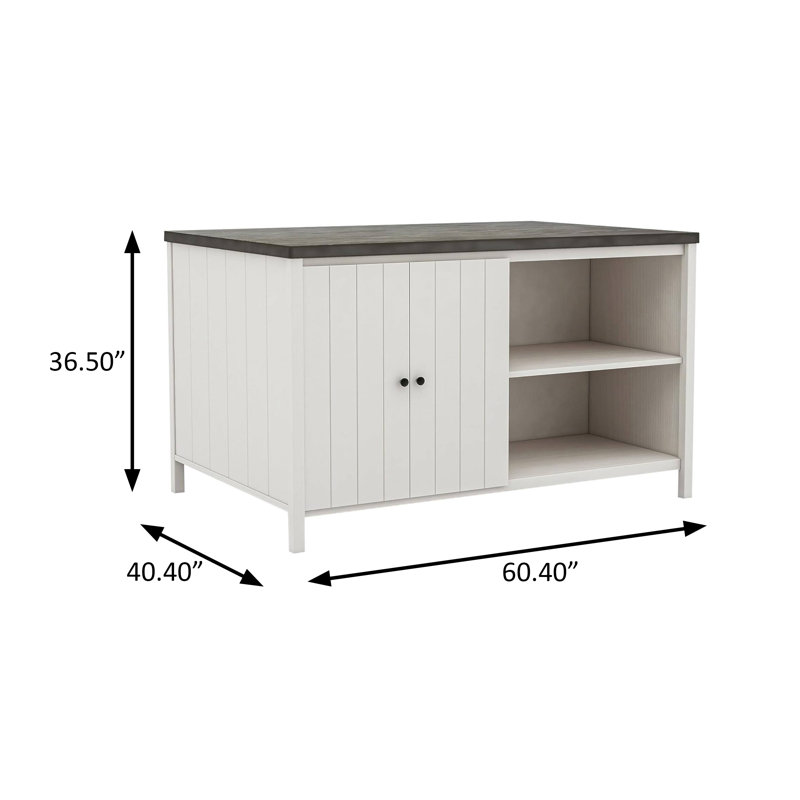 60.4"W Transitional Counter Ht. Table, Off-White/Dark Gray