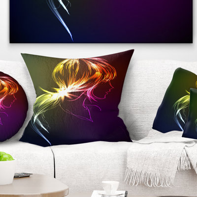 Abstract Illuminating Fractal Girls Head Pillow