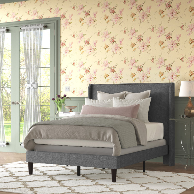Domingo Upholstered Wingback Bed, Full