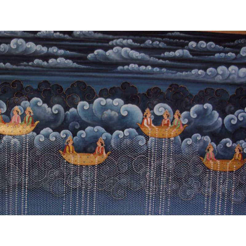 Paysage de mousson «Sawan Clouds» | Aquarelle originale sur toile de lin par Shammi Bannu Sharma