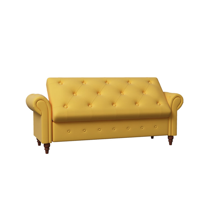 Banc avec siège capitonné et accoudoirs, Yellow