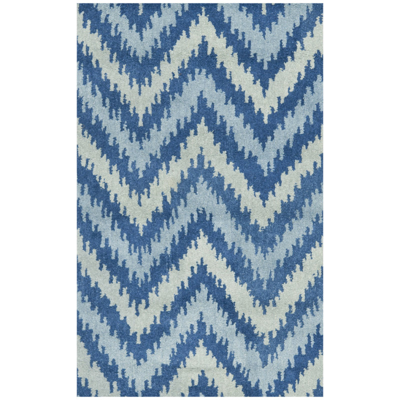 Tapis bleu en laine touffeté à la main Fairlane, Rectangle 4 pi x 6 pi