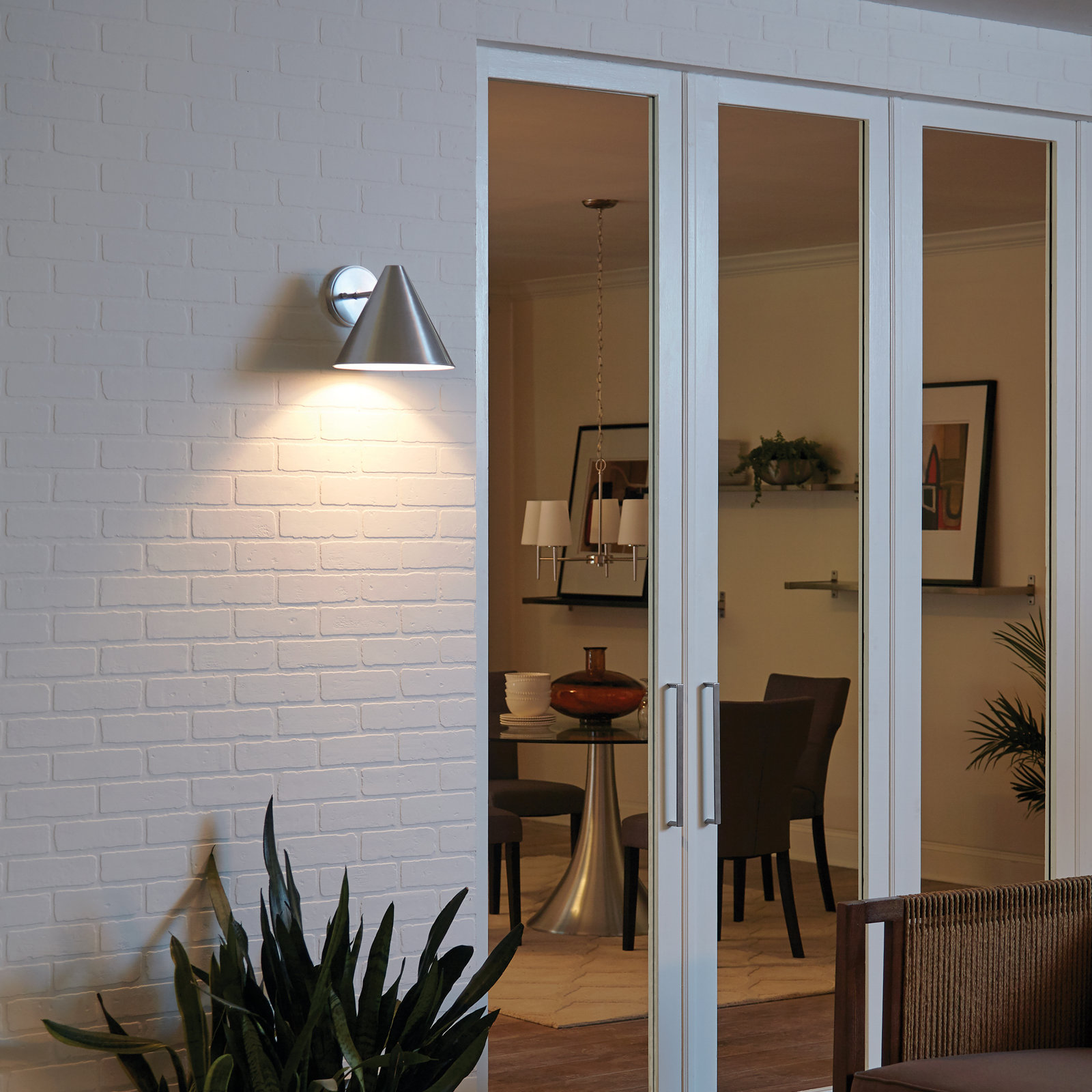 Dedmon Single Light Bell Outdoor Wall Light, Satin Aluminum, No