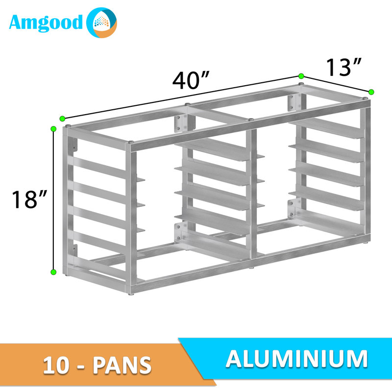 AmGood 10 Tier Wall Mounted Half Size Sheet / Bun Pan Rack. 40 in. x 13 in. x 18 in.