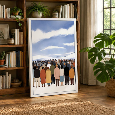Figures Facing Landscape Modern 1 Piece Wrapped Canvas Wall Art