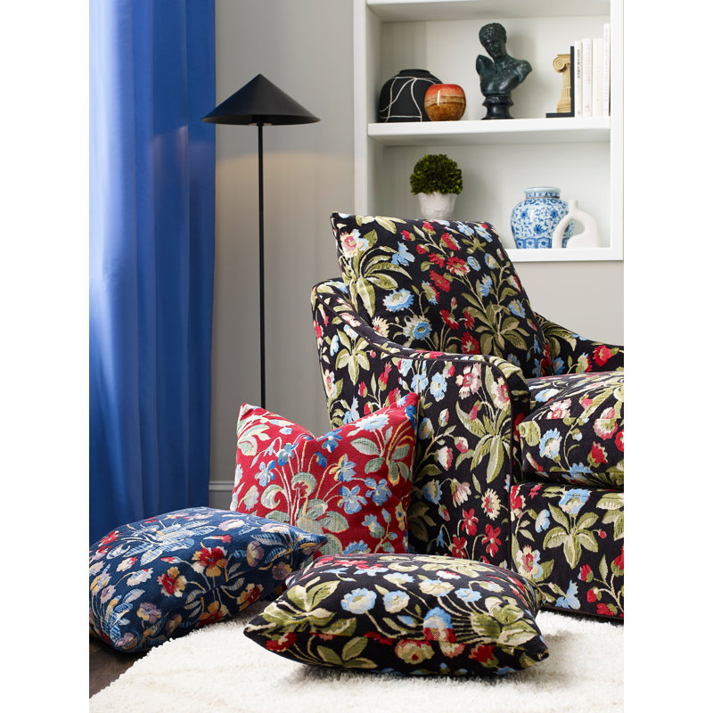 The MET x The House of Scalamandre Millefleur Velvet, Ruby Cobalt
