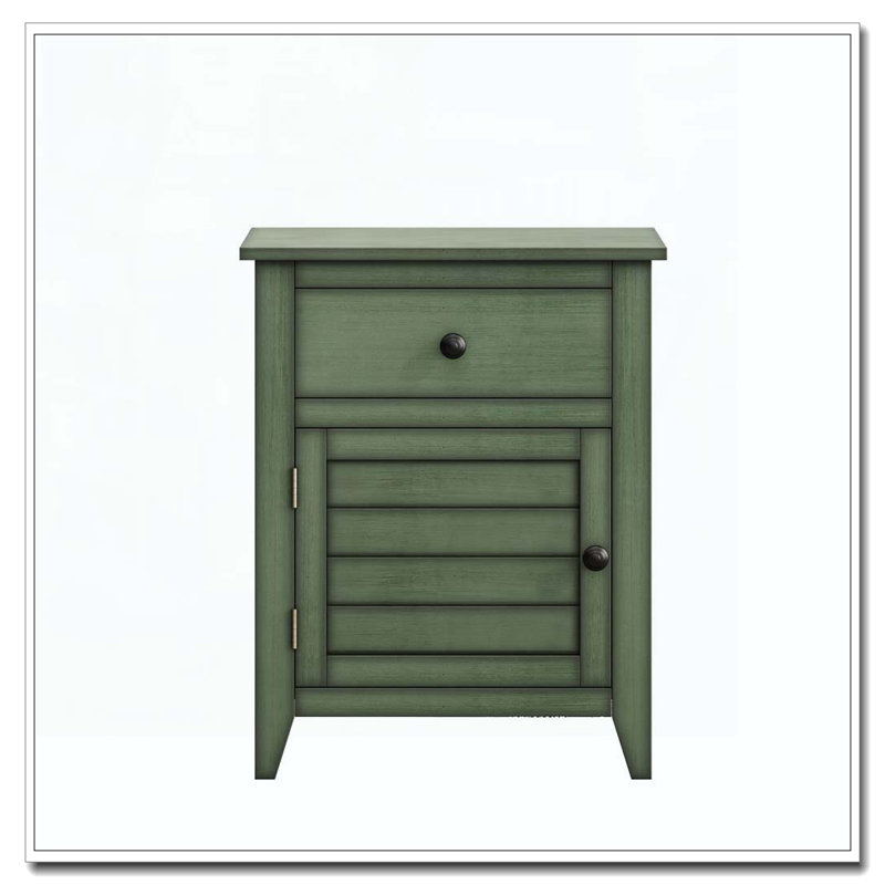 Storage Nightstand,End Table, Antique Green