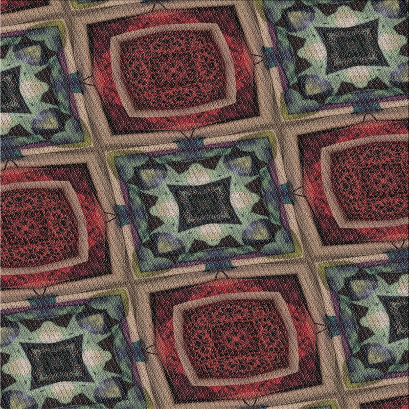 Tapis rouge / bleu Power Loom, Carré 8 pi
