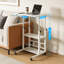 Bureau d'ordinateur mobile à roulettes, bureau à hauteur réglable avec tablette de rangement